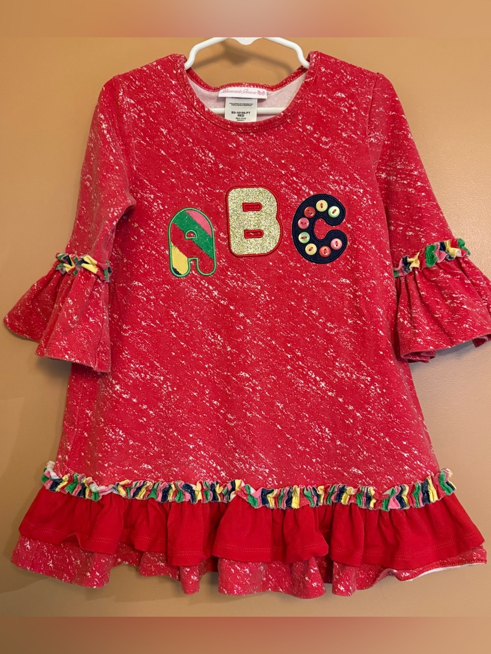 Bonnie Jean Girls 6X Red ABC School Ruffle Dress